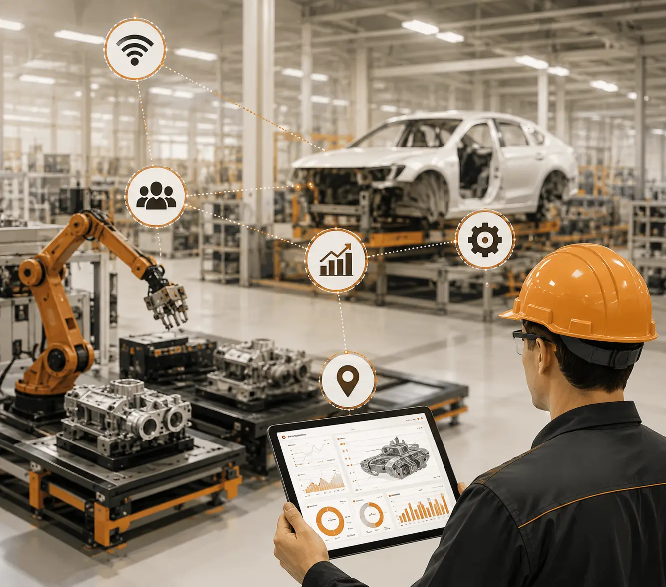 Intelligent connected operations for automotive service parts production